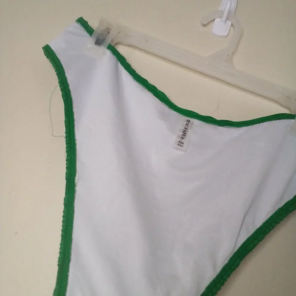 Zaful Swimsuit Bikini Women XL 2 Piece High Rise Ribbed Textured Green